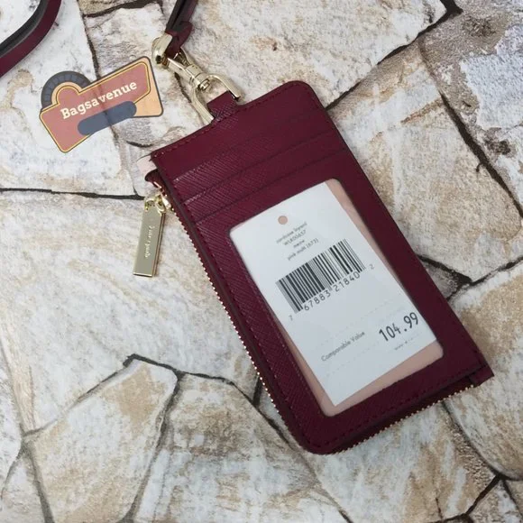 ✨ ✨ Meow Colorblock ID Card Case L Zip Lanyard Wallet Pink Multi NWT Kate Spade - Picture 4 of 4